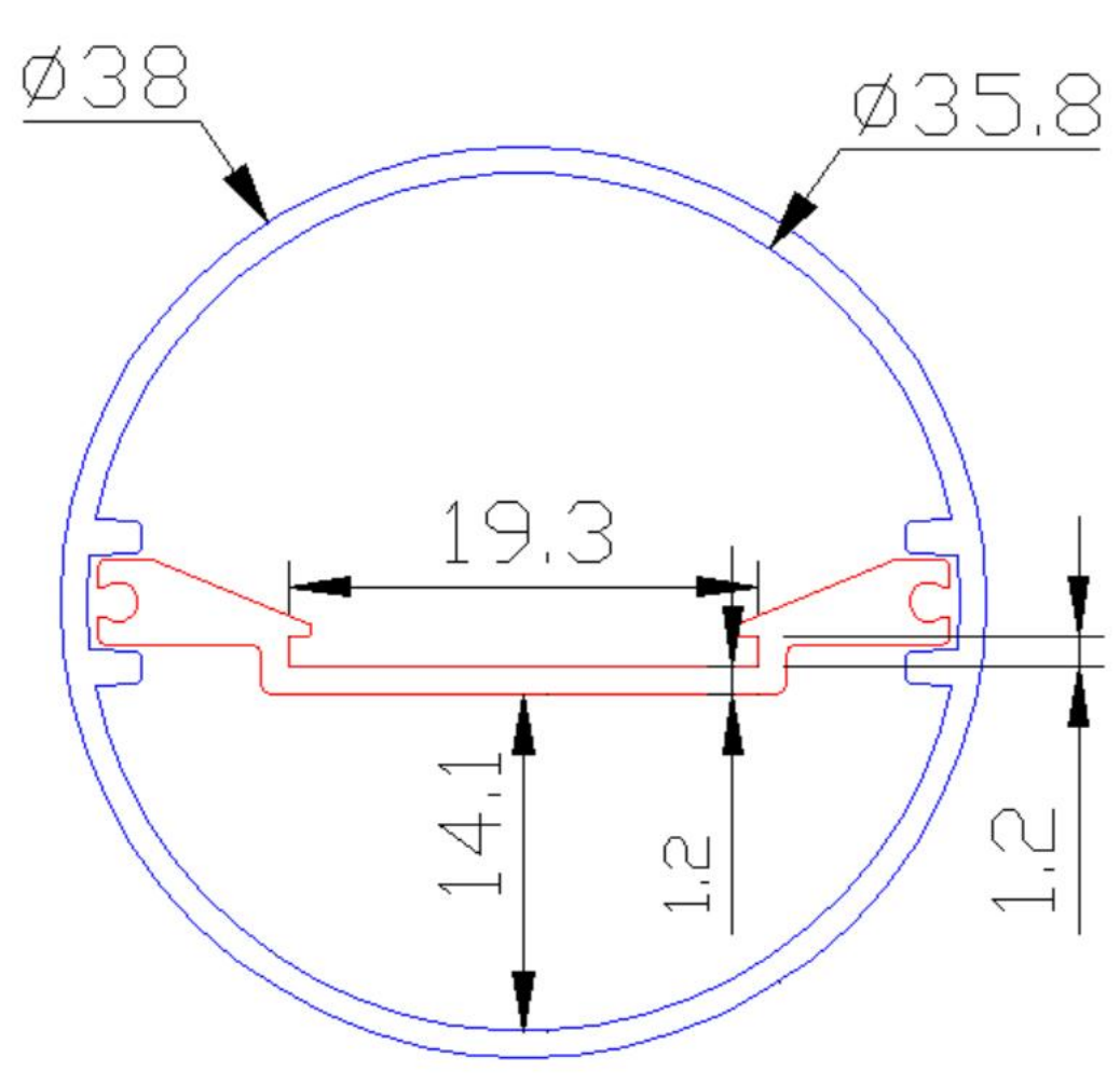 ຂະຫນາດຂອງທີ່ຢູ່ອາໄສທໍ່ LED